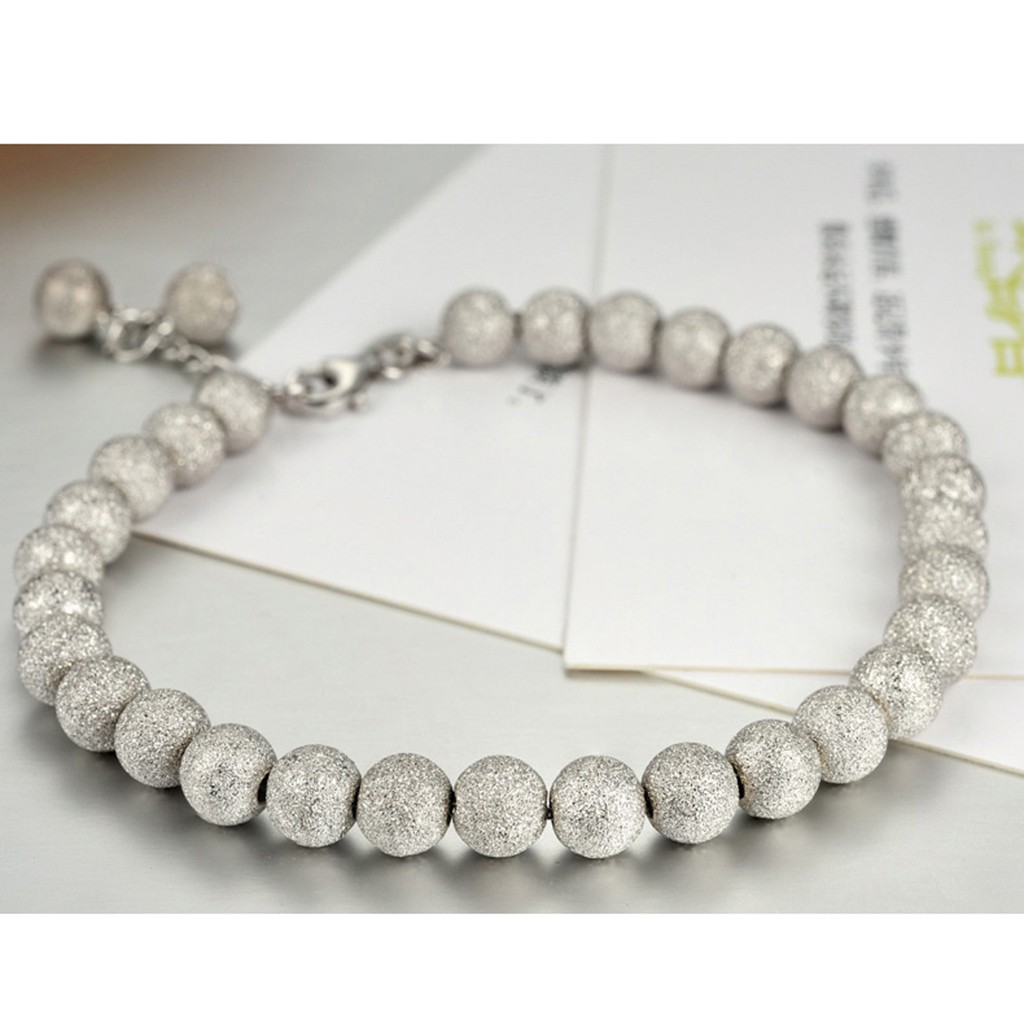 925 vòng tay bạc nguyên chất cho phụ nữ hạt cầu nguyện hạt tròn hạt rỗng vòng tay thời trang đồ trang sức