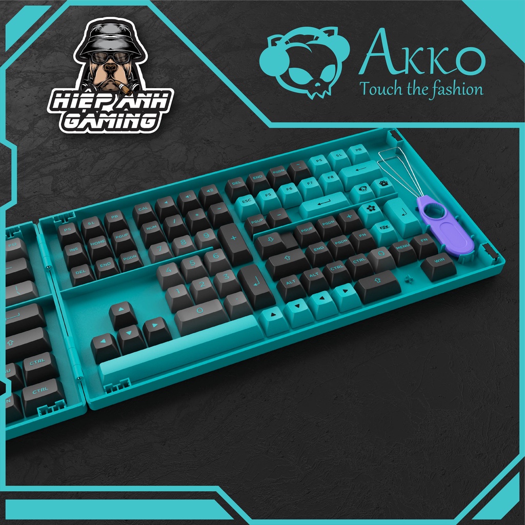 AKKO Keycap set – Black & Cyan  | Sản phẩm chính hãng Akko Việt Nam