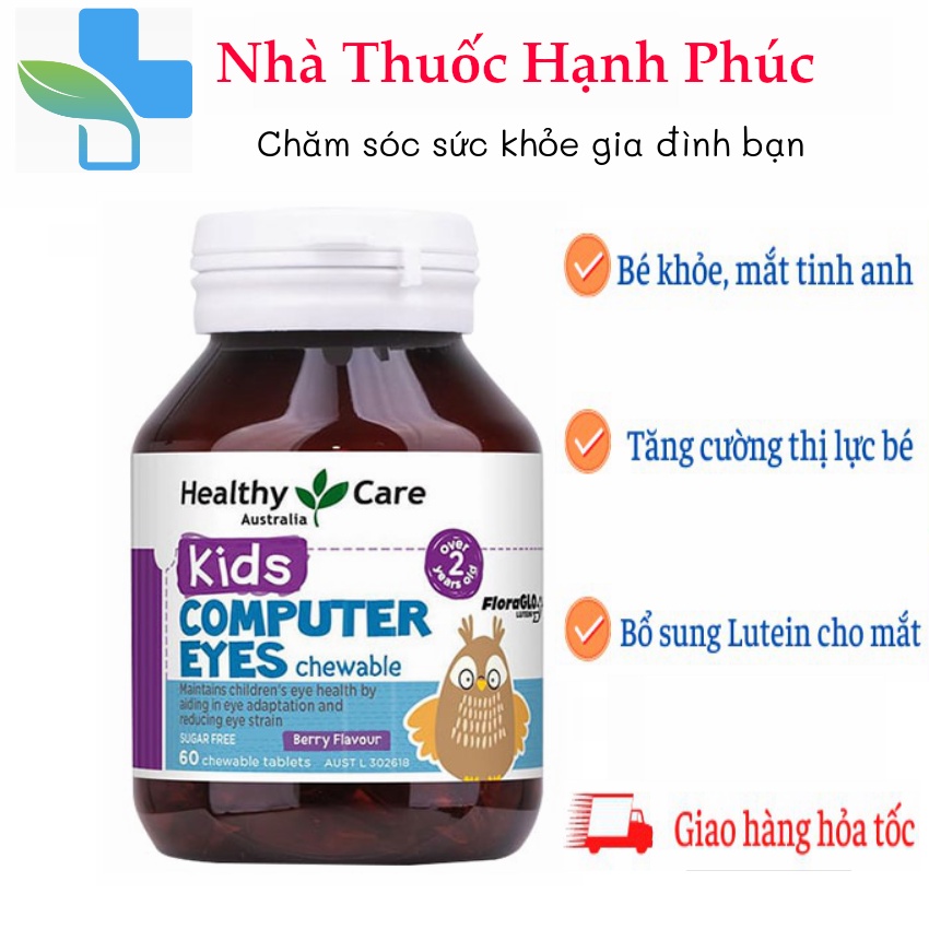 Viên Nhai Bổ Mắt Cho Bé Healthy Care Kids Computer Eyes Hộp 60 viên- Viên Uống Bảo vệ Mắt Cho bé Từ 2 Tuổi