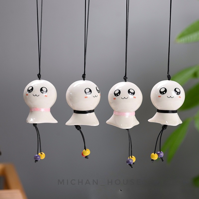 Chuông gió trang trí bằng sứ búp bê cầu mưa xinh xắn