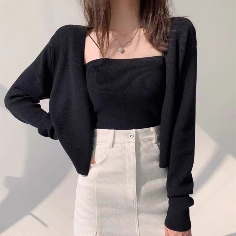 Áo Dệt Kim Hai Dây Màu Sắc Tươi Sáng Kẻ Sọc Dễ Phối Đồ