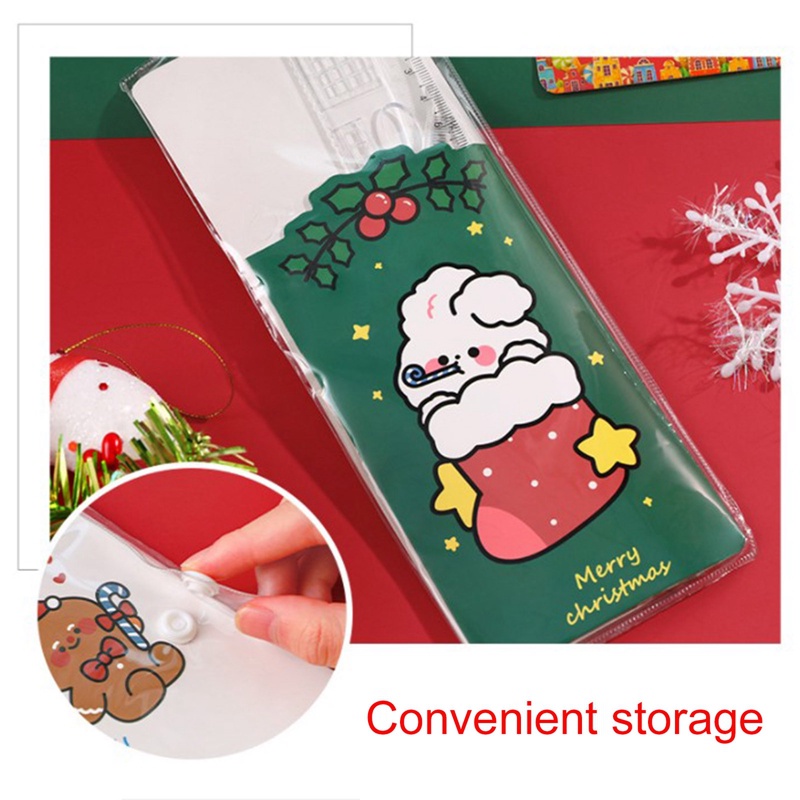 Set 4 Thước Kẻ Họa Tiết Hoạt Hình Giáng Sinh Dễ Thương Dùng Để Học Tập