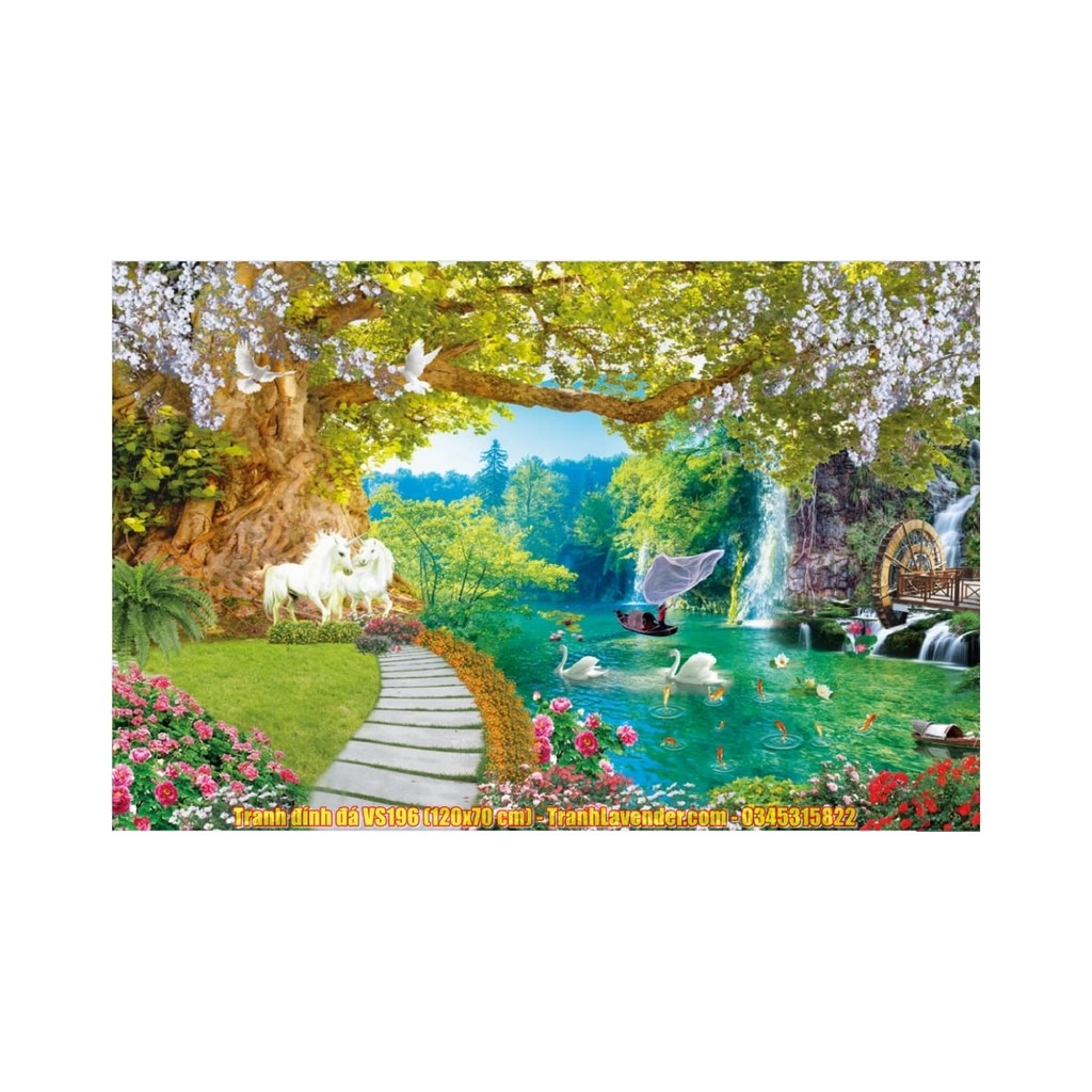 Tranh đính đá Thiên nhiên giao hòa 120x70cm VS196