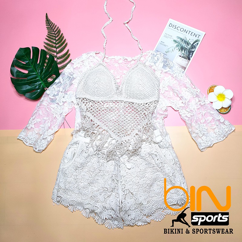 Đồ Bơi Nữ Sét Bikini Len Móc Đi Biển 3 Chi Tiết Bin Sports BHN018 | BigBuy360 - bigbuy360.vn