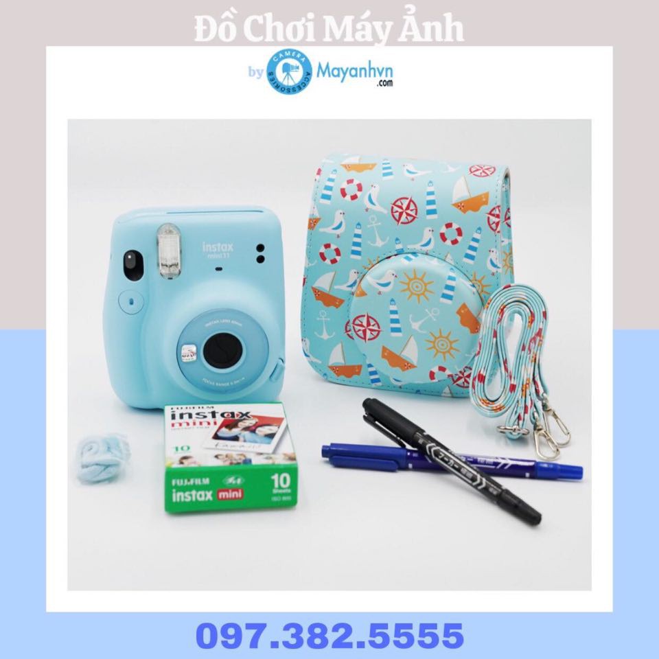 FUJIFILM INSTAX MINI 11 - Combo máy chụp ảnh lấy liền Instax Mini 11 ( Máy + bao da+ 1 film+ 2 bút instax)