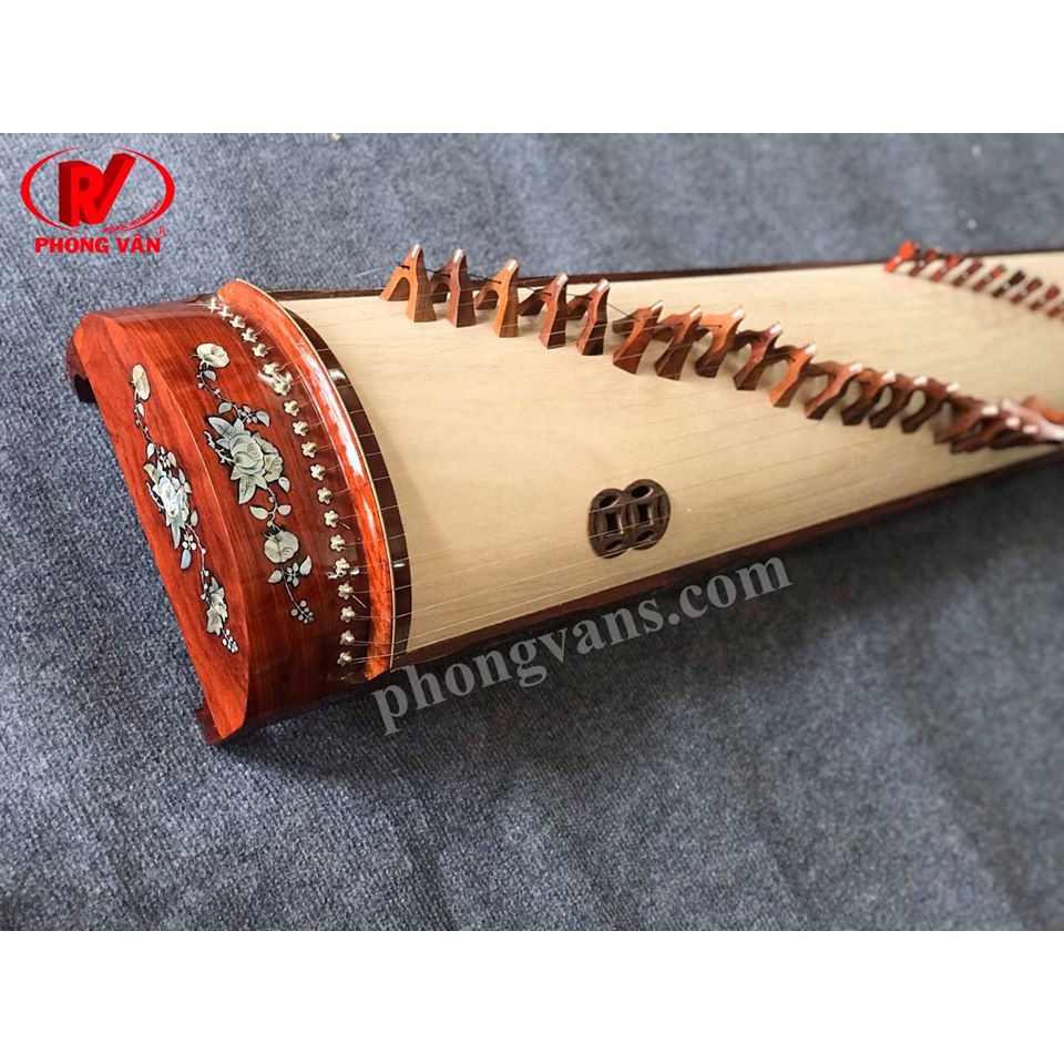 Đàn tranh 19 dây gỗ hương đỏ có khảm trai - tặng bao và móng gãy