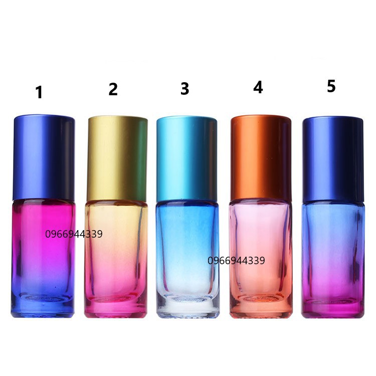 [THỦY TINH DÀY] Chai Bi lăn 5ml 10ml Gradient cao cấp nhiều màu Colorful Roller thép không gỉ - 1 chai