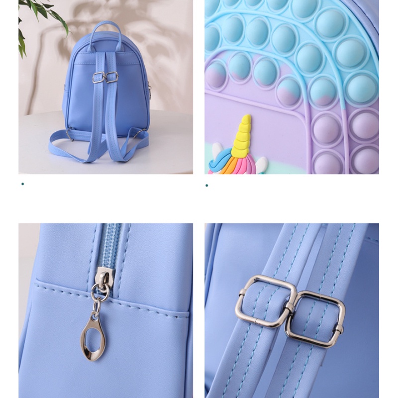 Pop IT Balo Đi Học Sức Chứa Lớn Hình Kỳ Lân Đồ Chơi Silicon Cho Trẻ Em Poppy Playtime