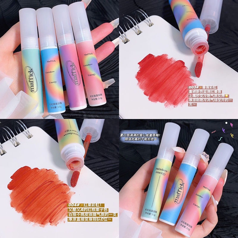 Son Kem Nhung Lì Màu Cầu Vồng Thương Hiệu Maistok 3.5g