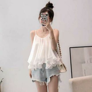 Áo kiểu 2 dây voan tầng xòe