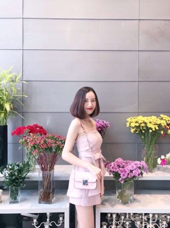 Jumsuit ống thắt nơ eo