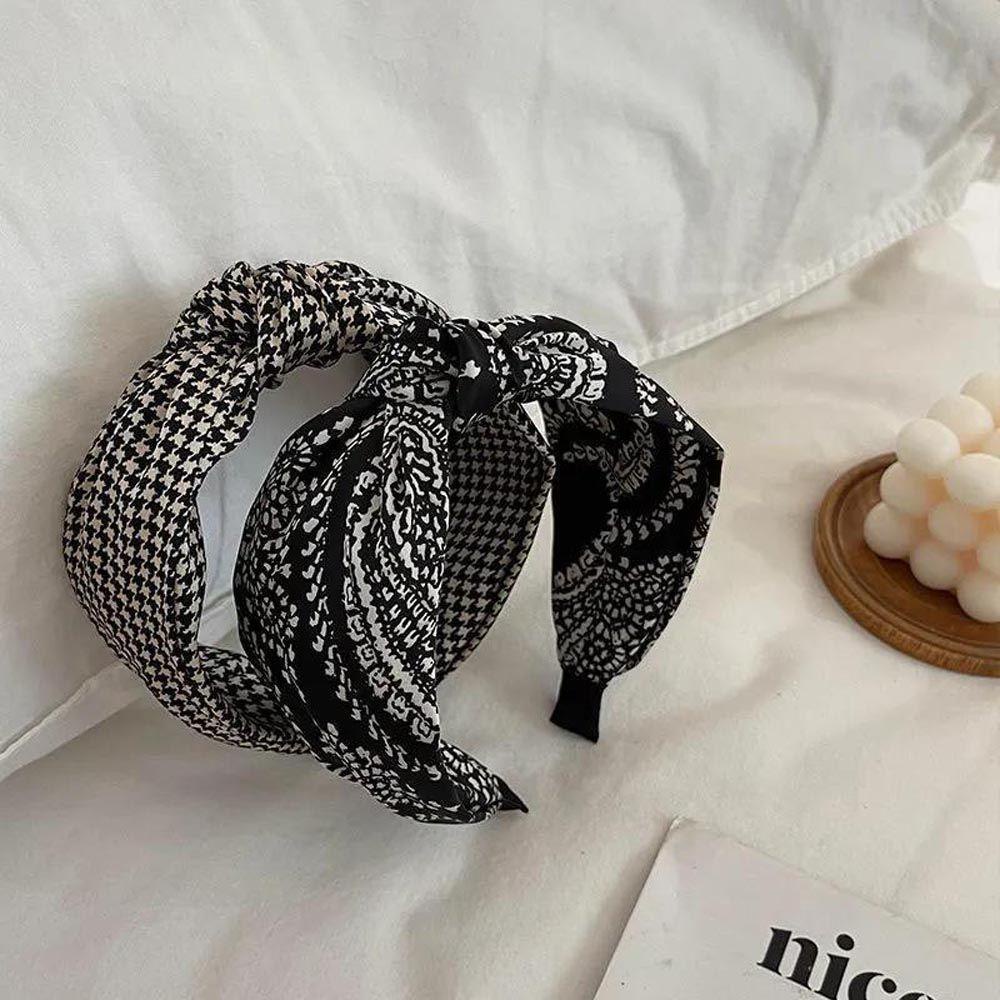 QQMALL Băng Đô Cài Tóc Rửa Mặt Không Trơn Kẻ Sọc Caro Ngọt Ngào Cho Nữ