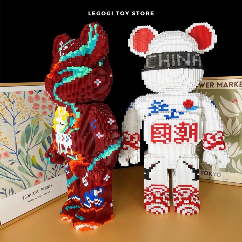 Đồ chơi lắp ghép Legogi GẤU BEARBRICK 50CM 55CM bằng gạch răng cưa mô hình lắp ráp xếp hình
