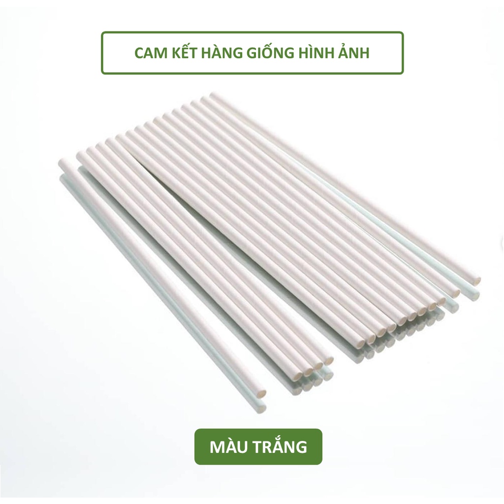 100 ống hút giấy 3 lớp phi 6 x 197mm, bọc màng, không bọc màng, màu trắng, nâu kraft, party Giáng Sinh Noel, Lễ, Tết
