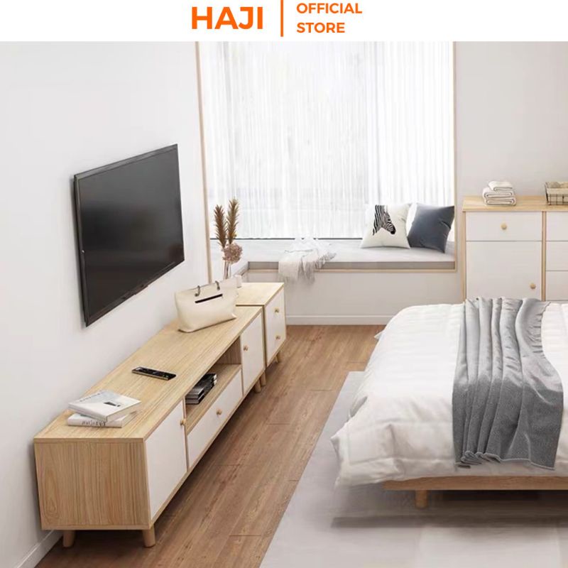 Kệ tivi để sàn thông minh có ngăn tủ lưu trữ vật dụng tiện lợi hiện đại HAJI A122