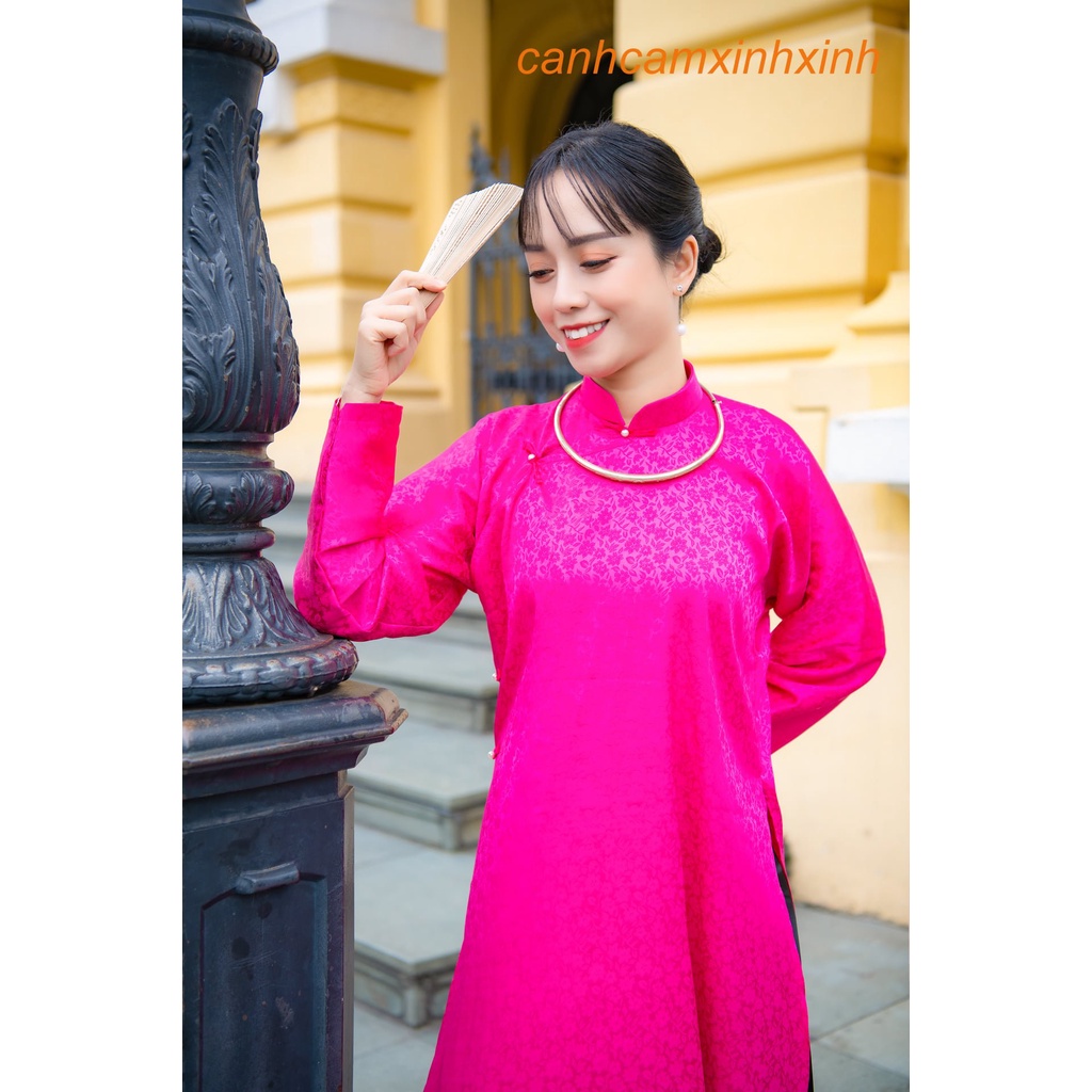 Áo dài dáng xưa chất gấm tơ cao cấp
