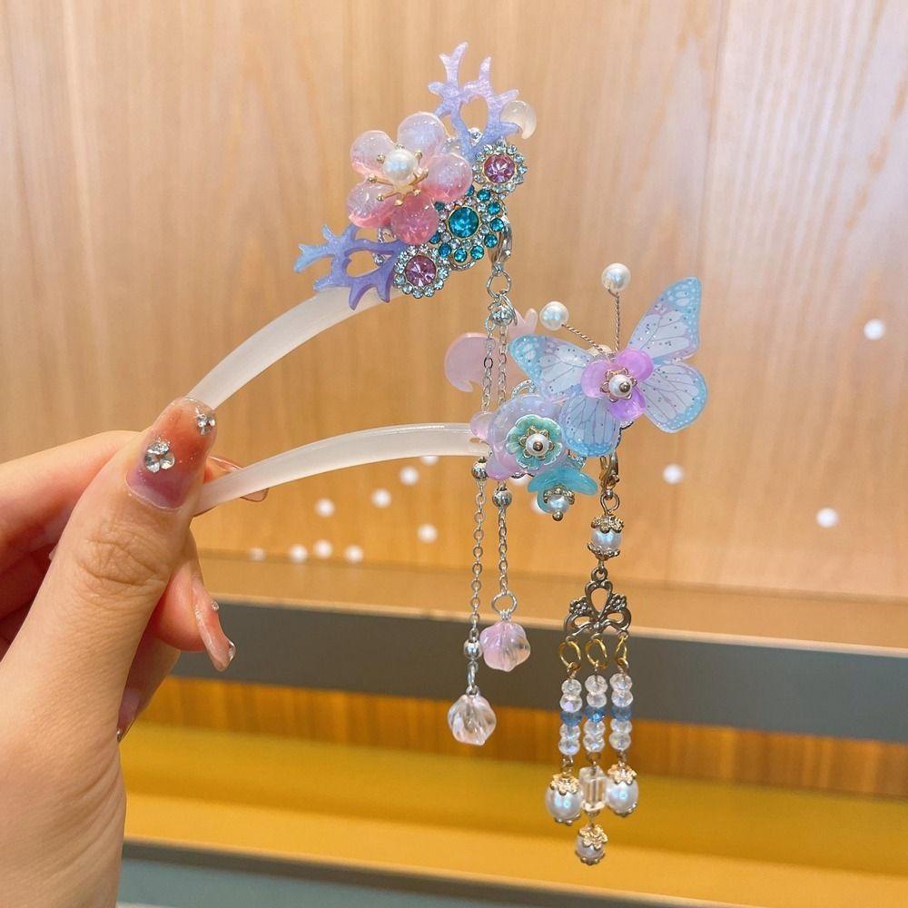 TWINKLE Trâm Cài Tóc Chữ U Hình Hoa / Thỏ Dễ Thương Phong Cách Trung Hoa Cổ Điển Cho Bé Gái