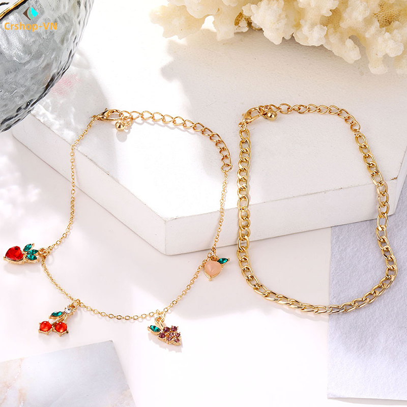 Lắc Chân Thiết Kế Mặt Hình Trái Cherry Đơn Giản Xinh Xắn