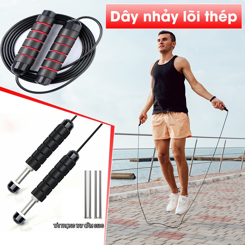 Dây nhảy giảm cân đốt mỡ bụng lõi thép đàn hồi tập thể dục gym muay thái tại nhà