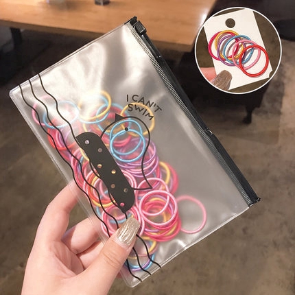 Set 100 dây buộc tóc hình tròn có độ co giãn thiết kế đơn giản nhỏ xinh