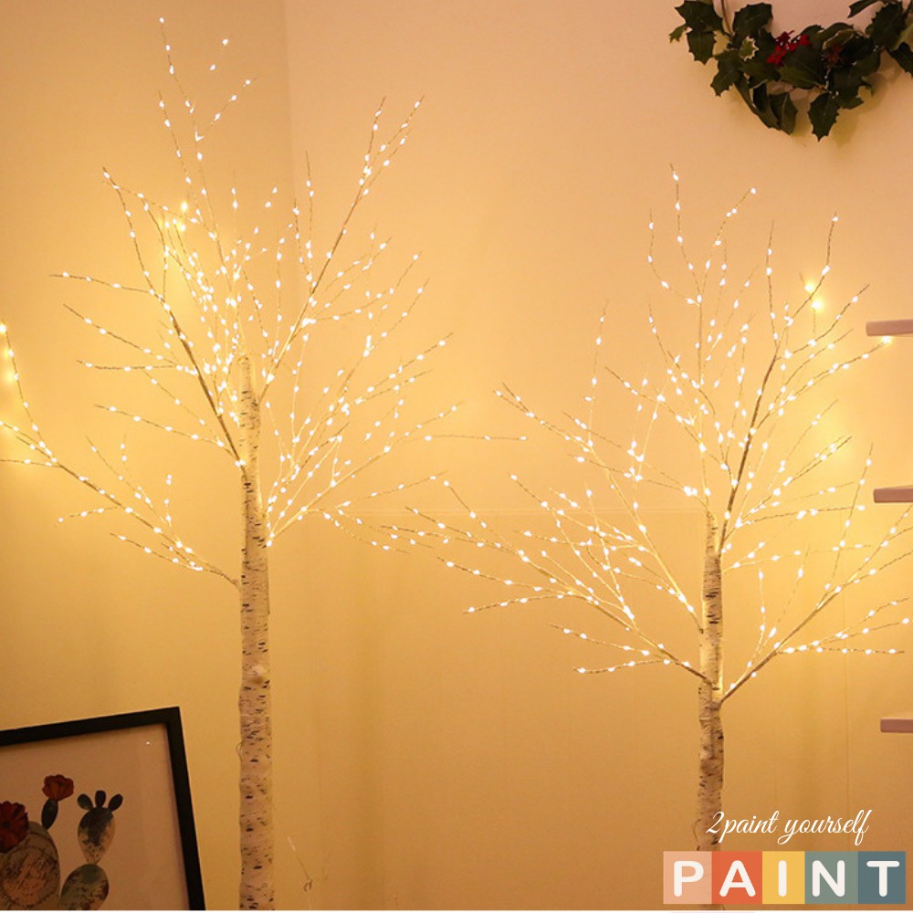 Đèn LED trang trí phòng ngủ cây Bạch Dương, đèn decor trang trí phòng khách, decor quán Coffee, cao 1,2-1,5m 2PAINT