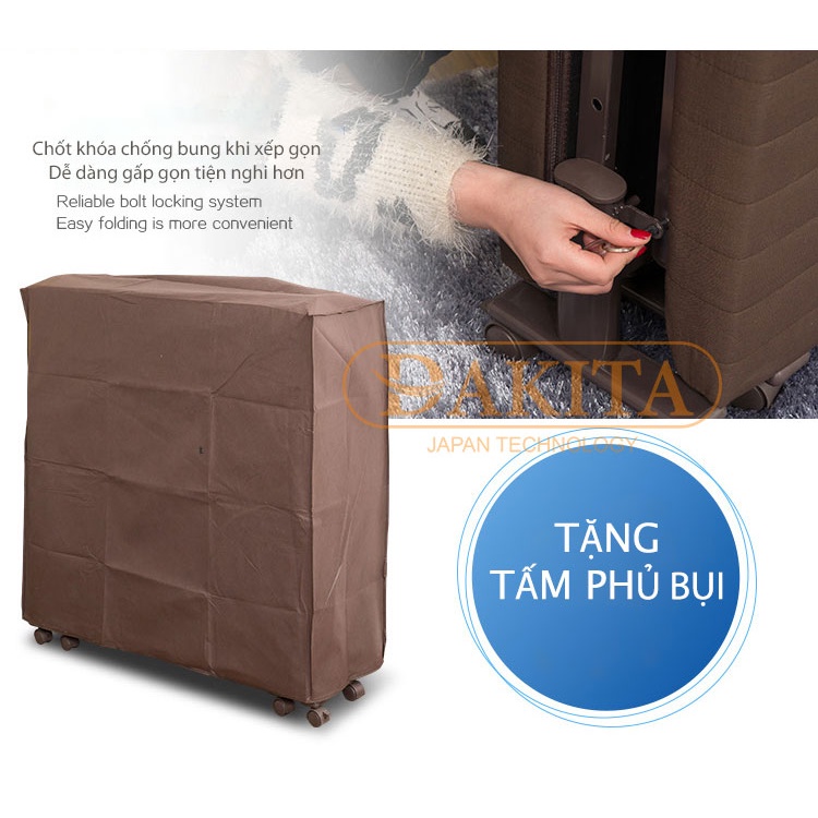 Giường Ngủ Bọc Nệm Hàn Quốc DAKITA DKB-100 Rộng 100cm Dài 190cm, màu Nâu và Xám