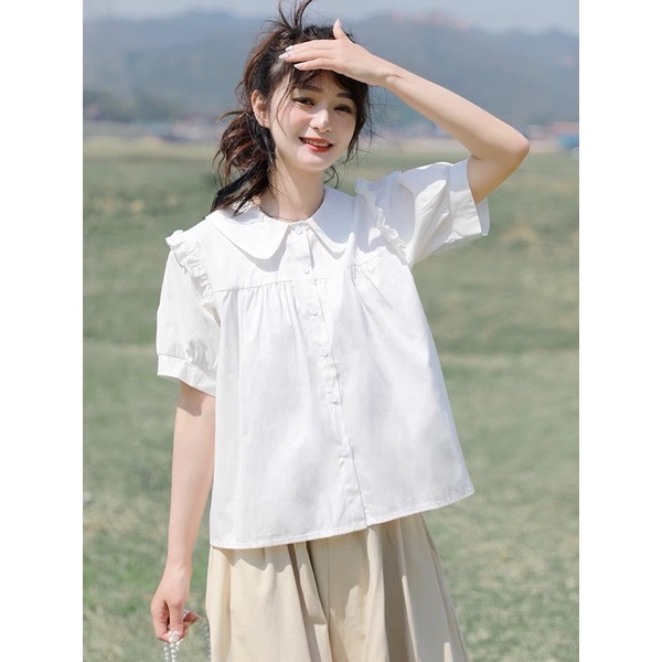 Sơmi  babydoll  cổ bèo