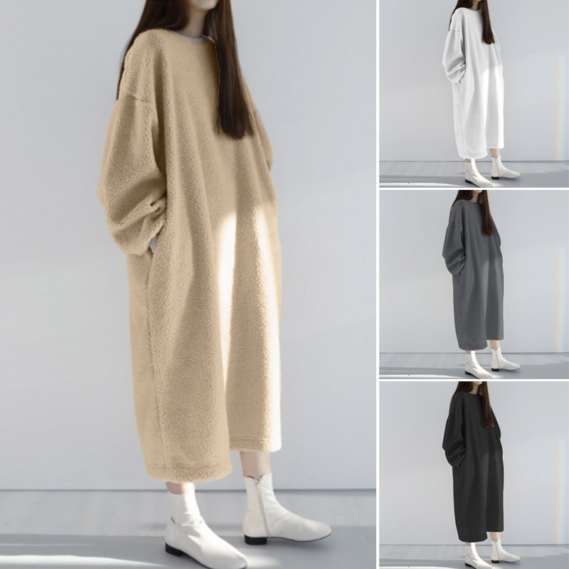 ZANZEA Đầm maxi tay dài phong cách thanh lịch cho nữ