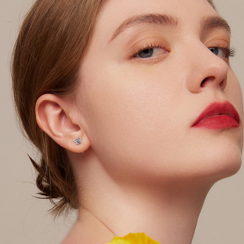 Bông tai BAMOER bạc 925 hình bướm thời trang dành cho nữ