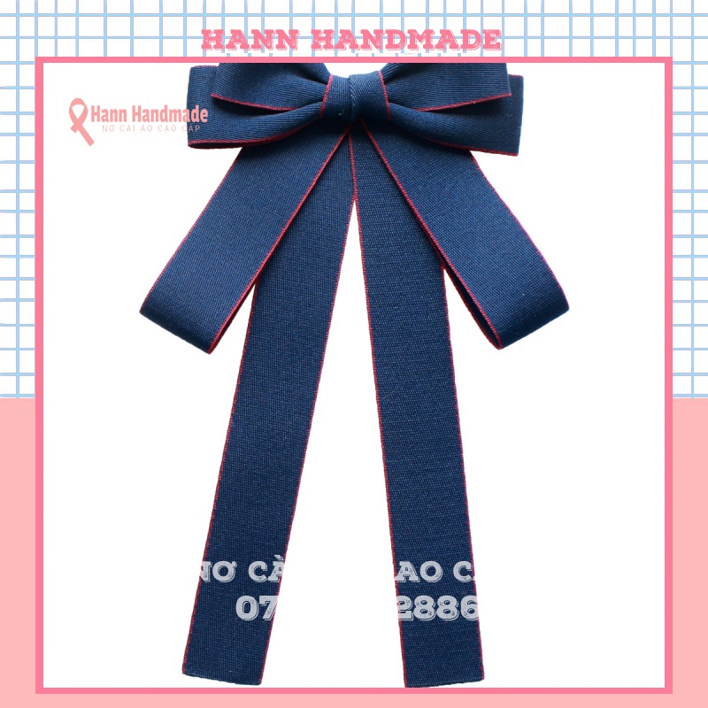 Nơ cài áo ️ 𝑭𝒓𝒆𝒆_𝒔𝒉𝒊𝒑  nơ cài áo nữ có đính đá, có 2 màu đen và xanh đen [HANN- Hoa cài áo, pk thời trang]