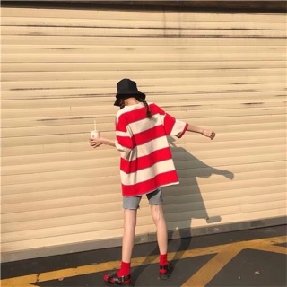 ☀️Áo Thun Sọc Xẻ Tà Form Rộng