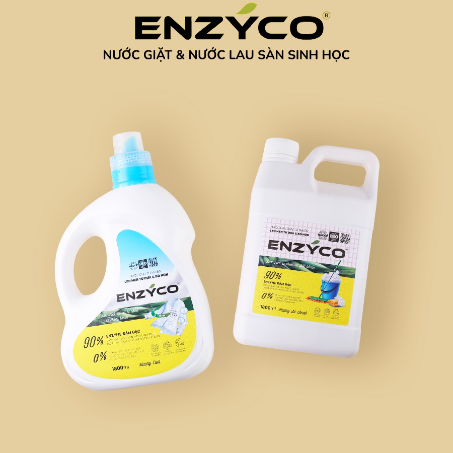 Combo Nước Lau Sàn Và Nước Giặt Sinh Học ENZYCO Lên Men Từ Dứa Và Bồ Hòn 1.8 L 바닥청소용 세제 Floor cleaner