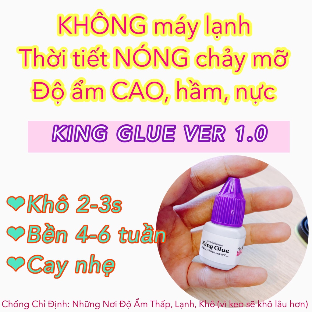 Keo Nối Mi Hani King Glue Ver 1 (5ml) - Keo Cho Thợ Mới Ra Nghề - Thời Tiết Nóng Ẩm - Khô Chậm (3s)