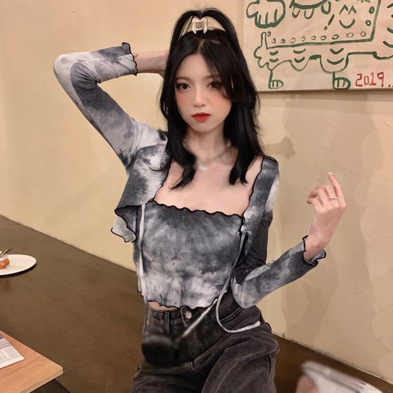 Áo Khoác Lửng Màu Nhuộm Thời Trang Mùa Thu Cho Nữ