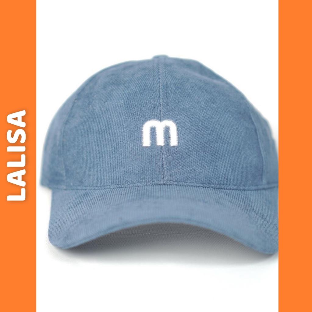 Mũ Lưỡi Trai M LALISA Nón Kết Nhung Thêu Chữ M Phong Cách Ulzzang Form Unisex Nam Nữ NO007