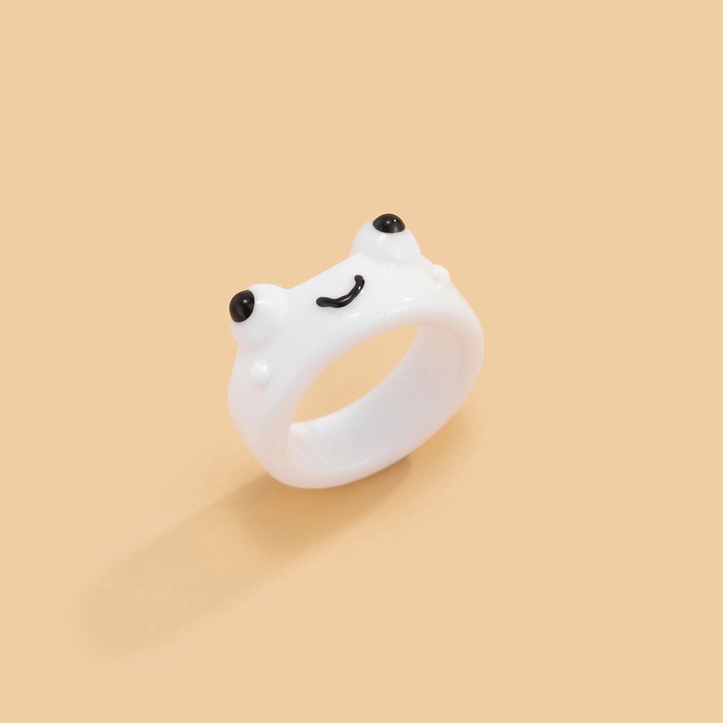 Nhẫn nhựa resin hình con ếch ba chiều nhiều màu đáng yêu thời trang