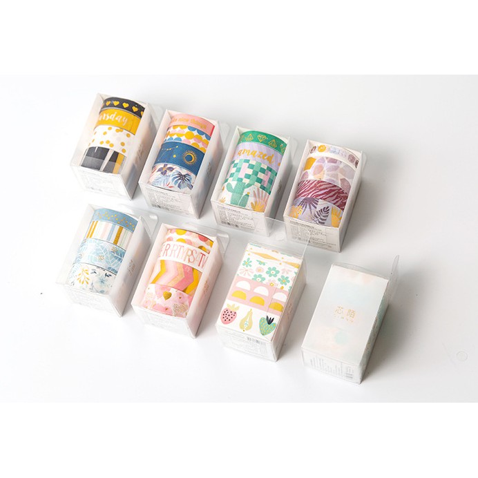 Washi Tape bộ 4 cuộn ánh nhũ siêu dễ thương SA05-01N trang trí scrapbook, sổ tay, planner...