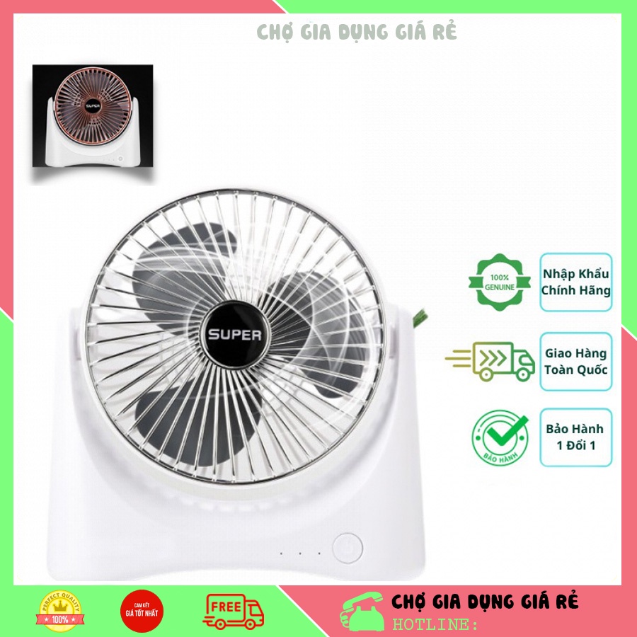 Quạt Sạc Tích Điện Super Với 3 Chế Độ Gió Mạnh Mẽ Không Lo Mất Điện (nhỏ gọn tiện lợi khi mang theo người)