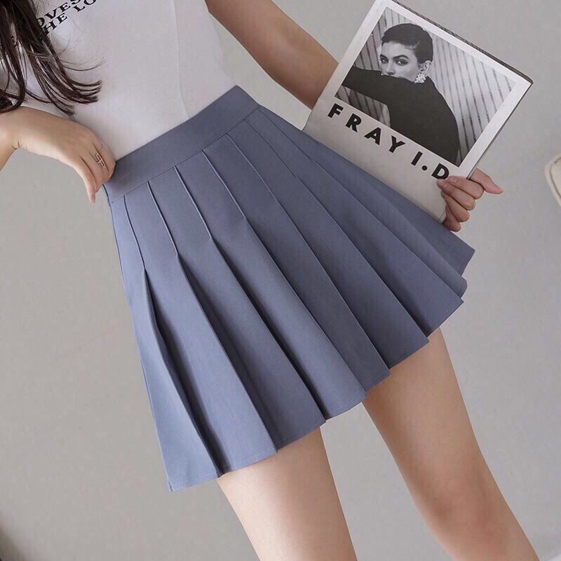 Chân Váy Chữ a Lưng Cao Xếp Ly Màu Trắng/Đen Thời Trang Cho Nữ