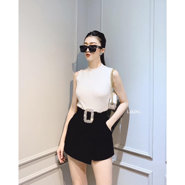 Quần giả váy kèm đai ngọc
