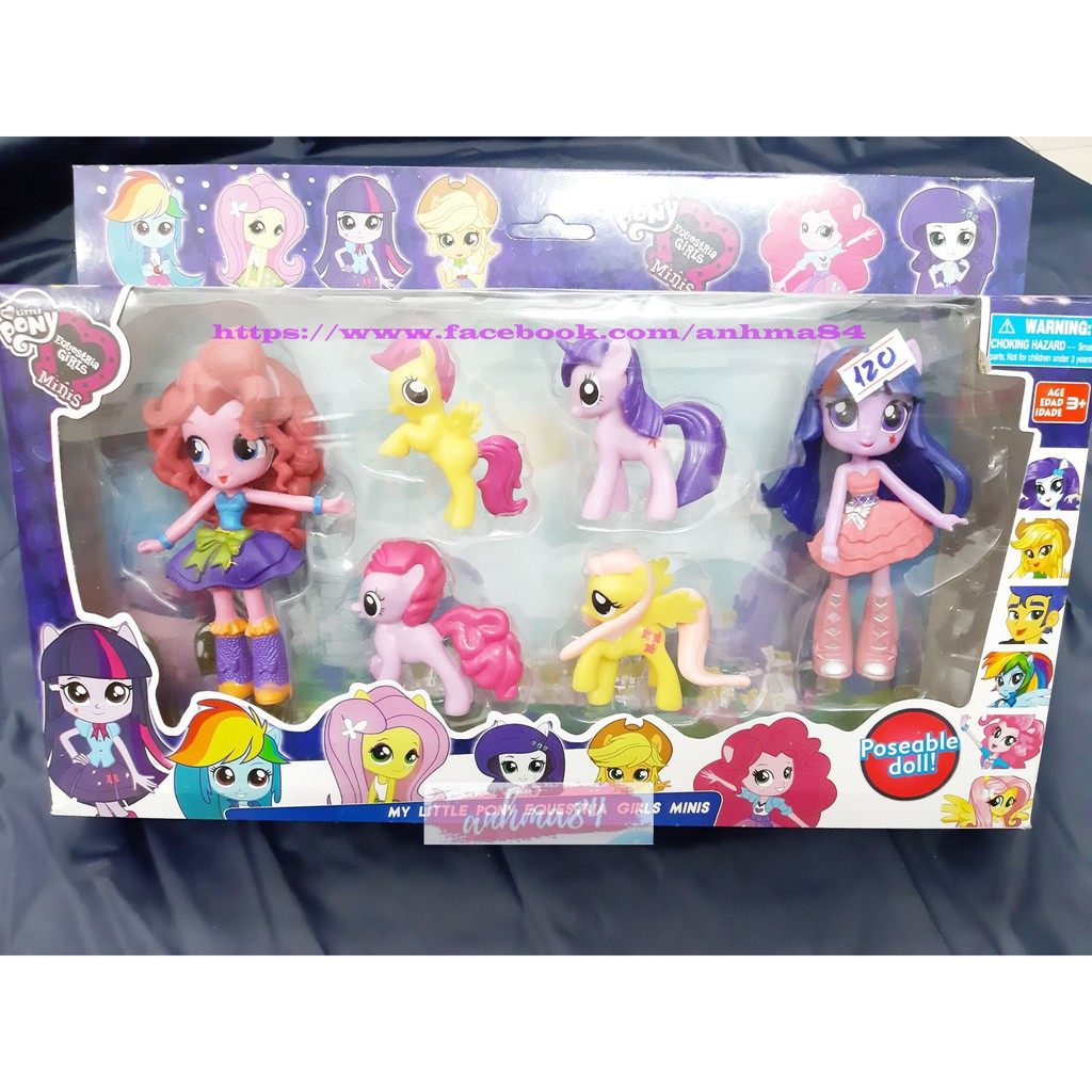 Mô Hình My Little Pony 02 Nhân Vật Cao 12cm + 04 Pony Mini - Ảnh thật.