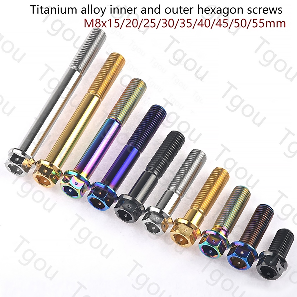 Bu Lông Lục Giác Bằng Titan M8x15 / 20 / 25 / 30 / 35 / 40 / 45 / 50 / 55mm Chuyên Dụng Cho Xe Mô Tô