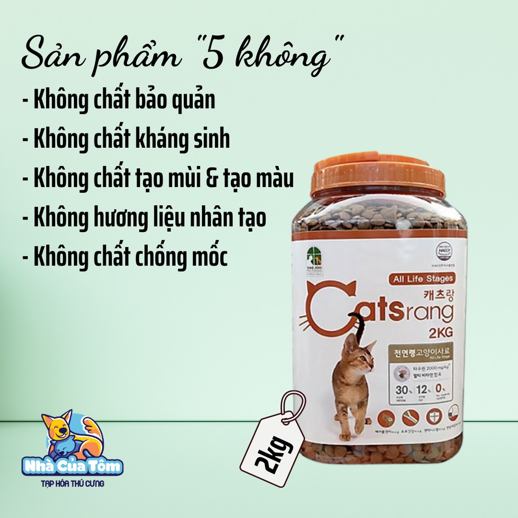 [Bao 1KG] Thức ăn hạt Catsrang cho mèo mọi lứa tuổi chống búi lông