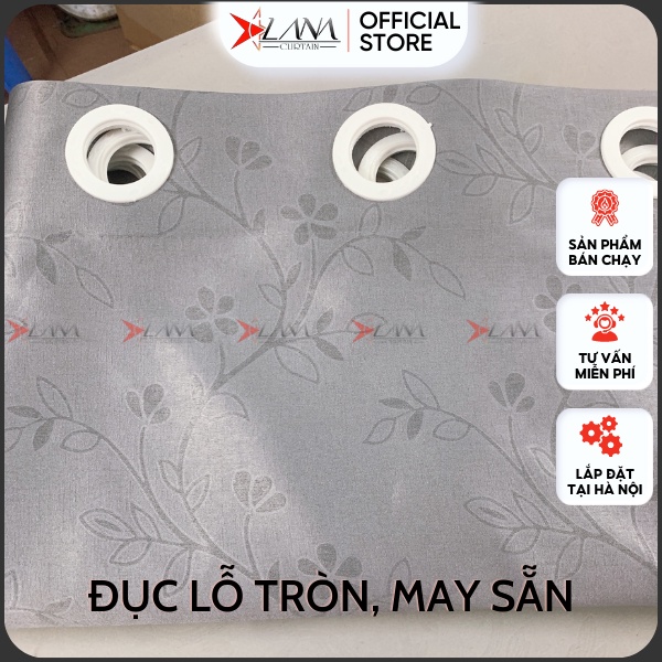 Rèm cửa màu xám ghi họa tiết nhẹ nhàng sang trọng vải gấm cao cấp phù hợp cửa chính, cửa sổ