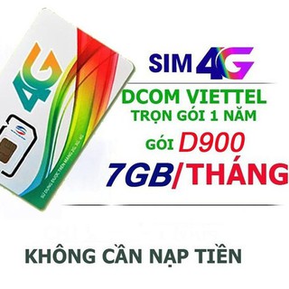 Mua 1 lần dùng cả năm - SIM 4G viettel - D900 TẶNG 7GB/THÁNG