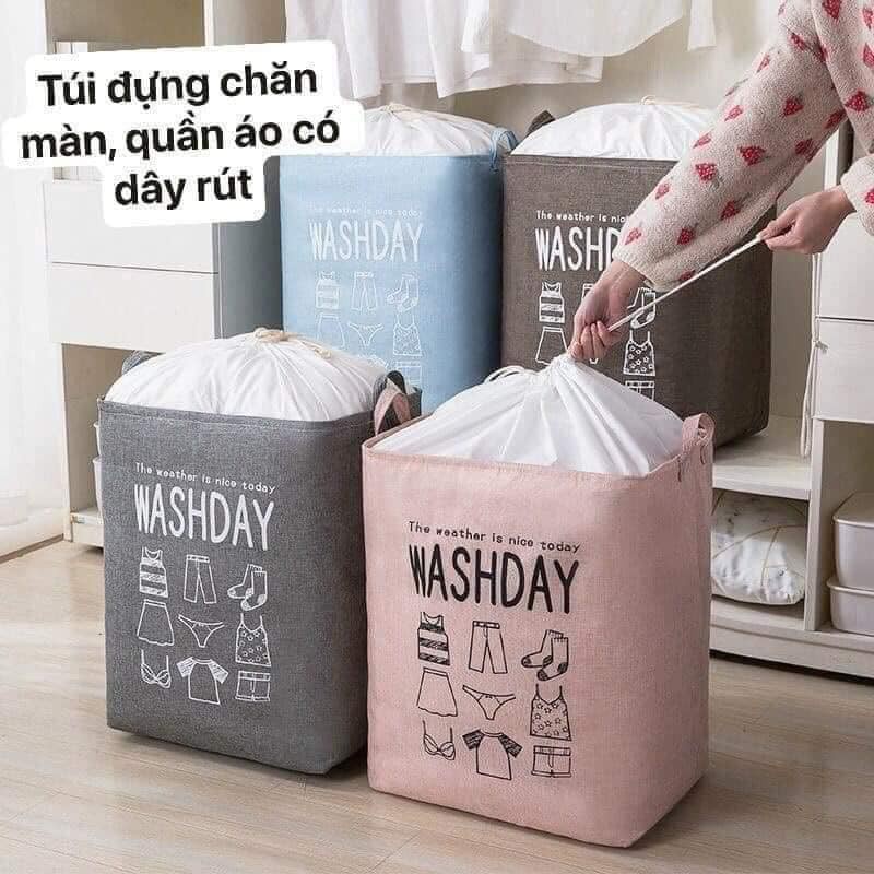 Túi vải WashDay cỡ lớn đựng chăn, quần áo có quai xách hiwi