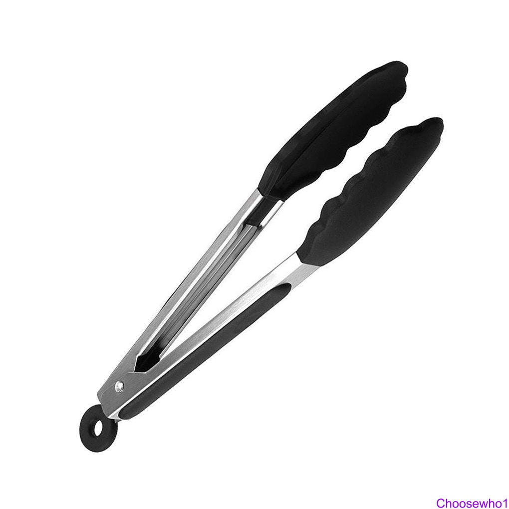 Kẹp Gắp Thức Ăn Bằng Thép Không Gỉ TPR Nilon Dài 9-Inch Chống Dính Đa Ứng Dụng Cho Nhà Bếp