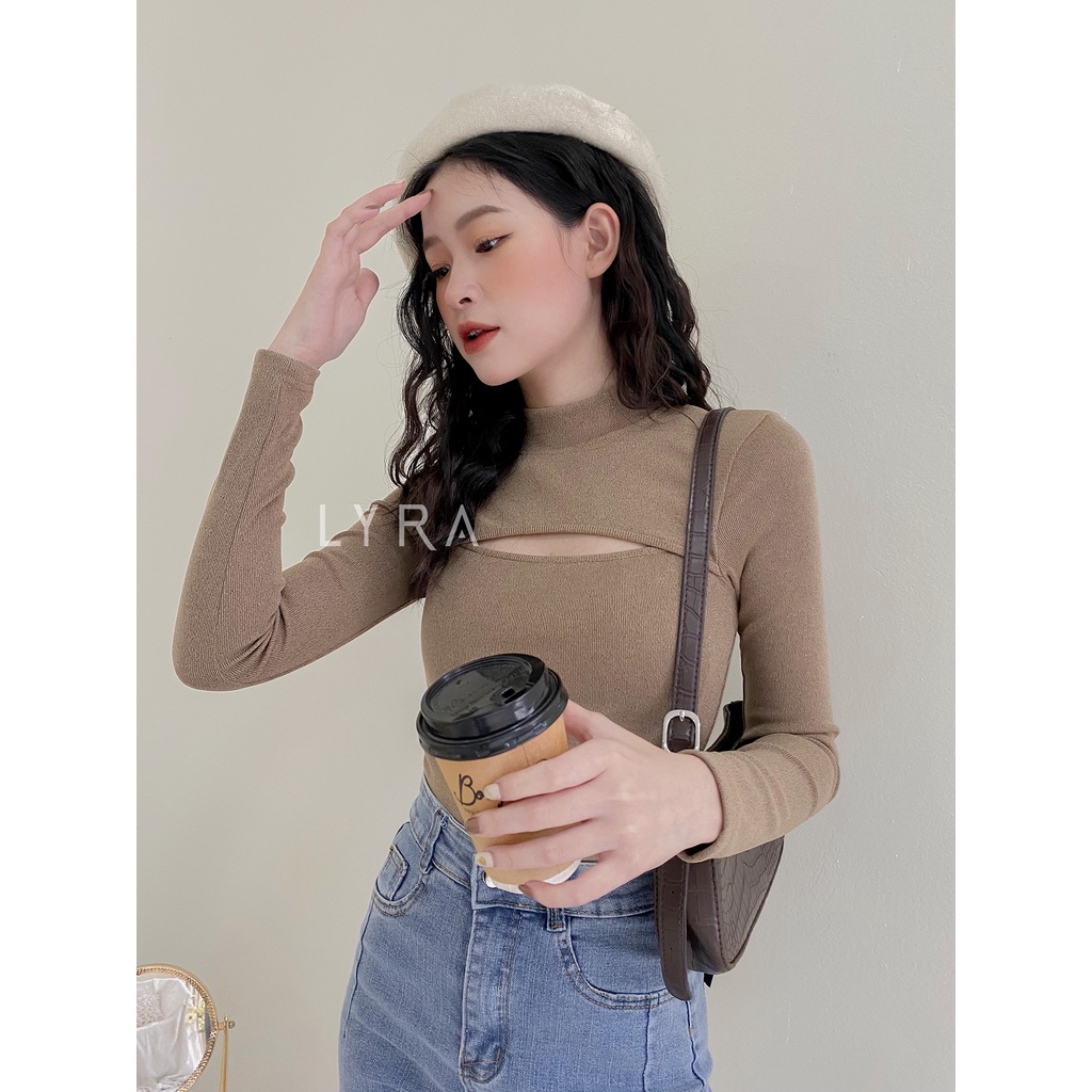 Áo len tăm cổ 3 phân cutout ngực thiết kế by LYRA. chất len nhung lỳ dày dặn các tính-LYTAO322 | BigBuy360 - bigbuy360.vn
