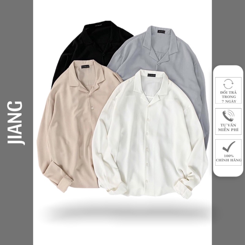Áo sơ mi nam nữ Pijama Jiang Store - Áo sơ mi cổ vest Unisex dài tay chất mềm mịn