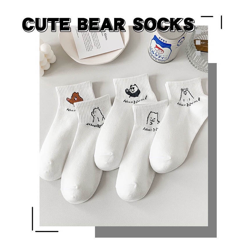Tất cổ ngắn nữ hình gấu cute set vớ cổ thấp thời trang hàn quốc - Only Store